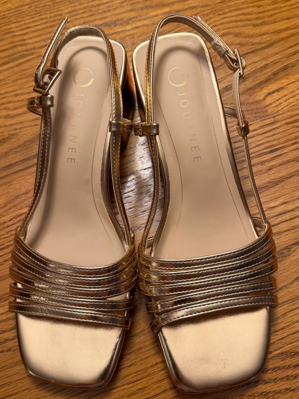 Journee Collection Rose Gold Multi-Strap Slingback Sandals
